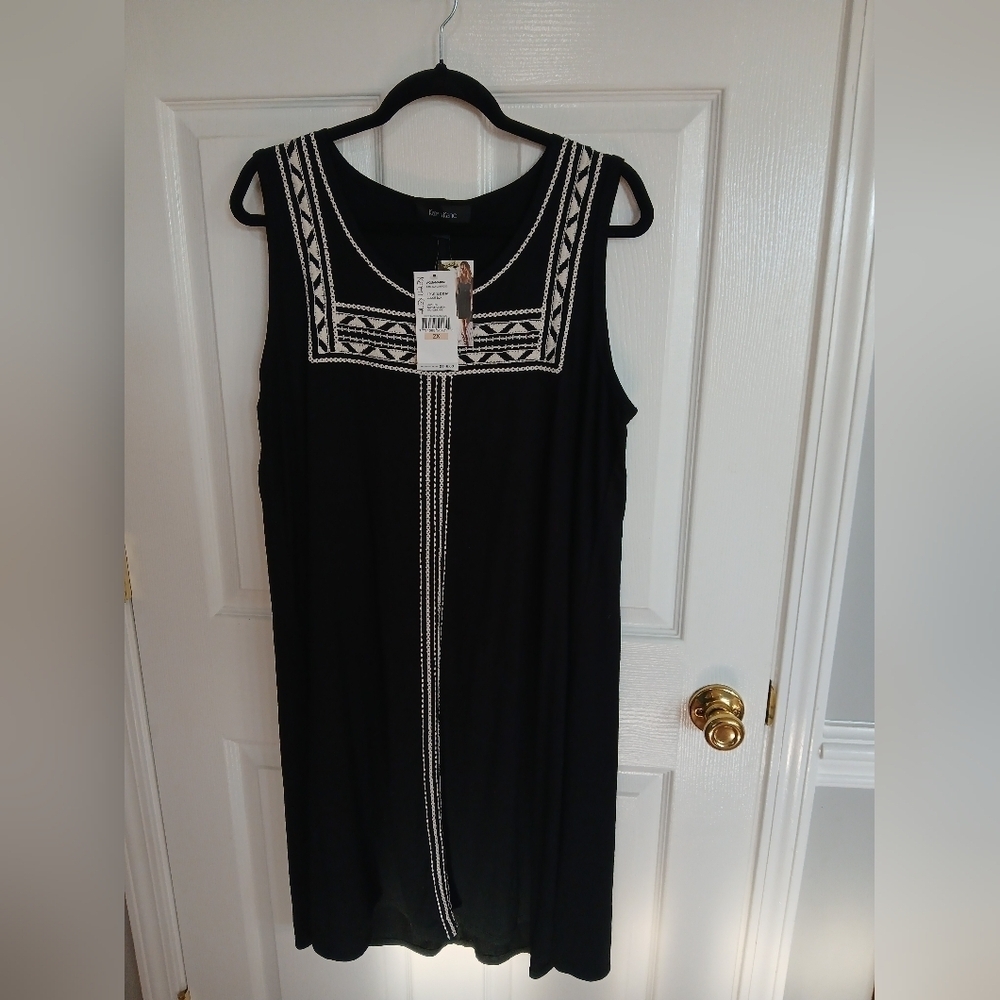 Karen Kane Sleeveless Dress Embroidered Plus-sized 2X Boho Western Aztec Party